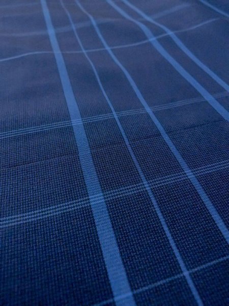 Photo8: N0123V Vintage Japanese women   Navy Blue TSUMUGI pongee / Silk. Plaid Checks   (Grade B) (8)