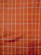 Photo3: N0123W Vintage Japanese women   Orange TSUMUGI pongee / Silk. Plaid Checks   (Grade B) (3)