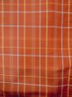 Photo4: N0123W Vintage Japanese women   Orange TSUMUGI pongee / Silk. Plaid Checks   (Grade B) (4)