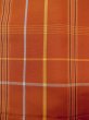 Photo5: N0123W Vintage Japanese women   Orange TSUMUGI pongee / Silk. Plaid Checks   (Grade B) (5)