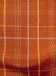 Photo6: N0123W Vintage Japanese women   Orange TSUMUGI pongee / Silk. Plaid Checks   (Grade B) (6)