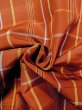 Photo9: N0123W Vintage Japanese women   Orange TSUMUGI pongee / Silk. Plaid Checks   (Grade B) (9)