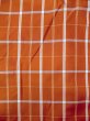 Photo3: N0123X Vintage Japanese women   Orange TSUMUGI pongee / Silk. Plaid Checks   (Grade B) (3)