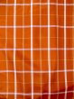 Photo4: N0123X Vintage Japanese women   Orange TSUMUGI pongee / Silk. Plaid Checks   (Grade B) (4)