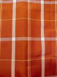 Photo5: N0123X Vintage Japanese women   Orange TSUMUGI pongee / Silk. Plaid Checks   (Grade B) (5)