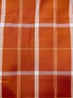 Photo6: N0123X Vintage Japanese women   Orange TSUMUGI pongee / Silk. Plaid Checks   (Grade B) (6)