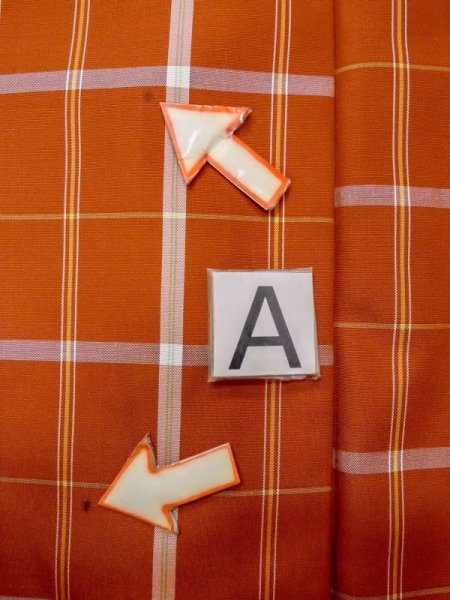 Photo12: N0123X Vintage Japanese women   Orange TSUMUGI pongee / Silk. Plaid Checks   (Grade B) (12)