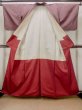 Photo2: Mint N0123Y Vintage Japanese women   Red TSUMUGI pongee / Silk. Stripes   (Grade A) (2)