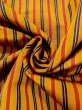 Photo9: N0123Z Vintage Japanese women   Yellow TSUMUGI pongee / Silk. Stripes   (Grade C) (9)