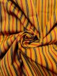 Photo10: N0123Z Vintage Japanese women   Yellow TSUMUGI pongee / Silk. Stripes   (Grade C) (10)