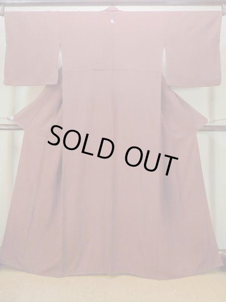 Photo1: N0124A Vintage Japanese women   Dark Red IROMUJI plain colored / Silk.    (Grade B) (1)