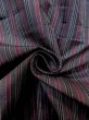 Photo9: N0124B Vintage Japanese women   Gray TSUMUGI pongee / Silk. Stripes   (Grade C) (9)