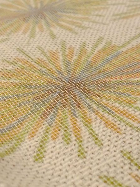 Photo7: N0130A Vintage Japanese women Pale Grayish Green HITOE unlined / Silk. Flower,   (Grade C) (7)