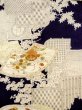 Photo3: N0130C Used Japanese women   Indigo Blue KOMON dyed / Silk. Chrysanthemum,   (Grade C) (3)