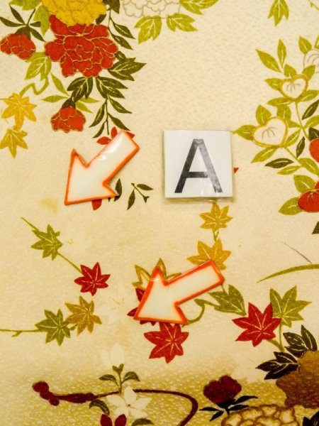 Photo14: N0130D Vintage Japanese women   Ivory KOMON dyed / Silk. Peony,   (Grade C) (14)