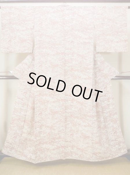 Photo2: N0130G Vintage Japanese women  Pale Coral KOMON dyed / Silk. Peony,   (Grade B) (2)