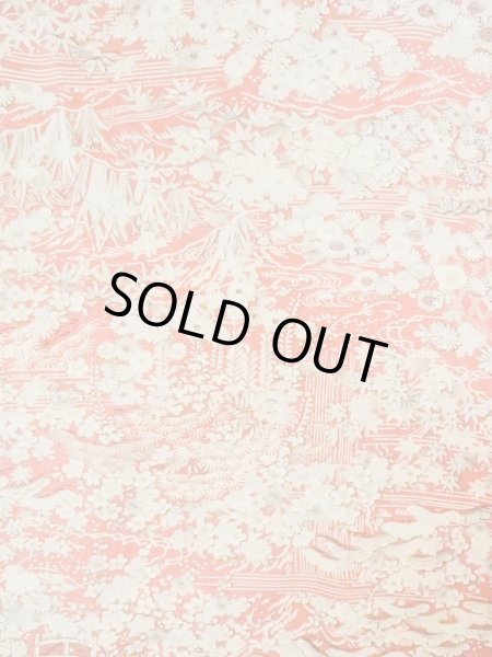 Photo4: N0130G Vintage Japanese women  Pale Coral KOMON dyed / Silk. Peony,   (Grade B) (4)