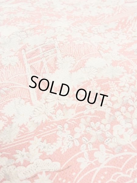 Photo10: N0130G Vintage Japanese women  Pale Coral KOMON dyed / Silk. Peony,   (Grade B) (10)