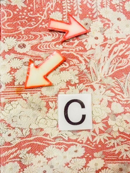 Photo16: N0130G Vintage Japanese women  Pale Coral KOMON dyed / Silk. Peony,   (Grade B) (16)