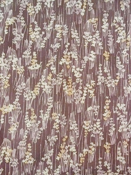 Photo3: Mint N0130H Vintage Japanese women  Purplish Brown KOMON dyed / Silk. Iris,   (Grade A) (3)
