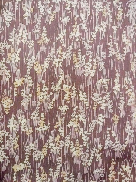 Photo4: Mint N0130H Vintage Japanese women  Purplish Brown KOMON dyed / Silk. Iris,   (Grade A) (4)
