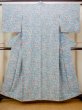 Photo1: N0130I Vintage Japanese women   Light Blue KOMON dyed / Silk. Flower,   (Grade B) (1)