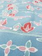 Photo8: N0130I Vintage Japanese women   Light Blue KOMON dyed / Silk. Flower,   (Grade B) (8)