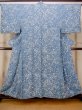 Photo1: N0130J Vintage Japanese women   Light Blue KOMON dyed / Silk. Flower,   (Grade B) (1)