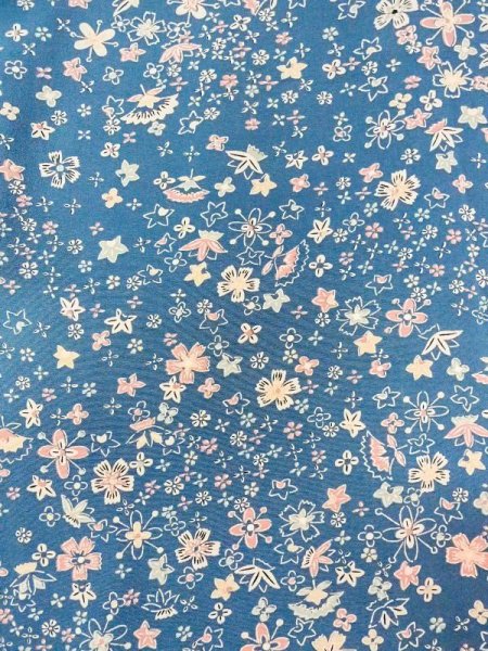 Photo3: N0130J Vintage Japanese women   Light Blue KOMON dyed / Silk. Flower,   (Grade B) (3)