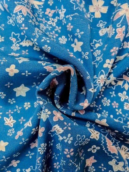 Photo11: N0130J Vintage Japanese women   Light Blue KOMON dyed / Silk. Flower,   (Grade B) (11)