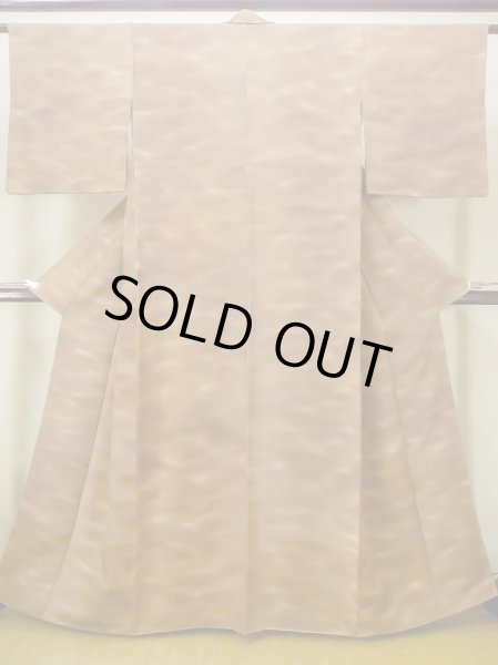 Photo1: N0130O Vintage Japanese women   Brown KOMON dyed / Silk. Gradation   (Grade C) (1)