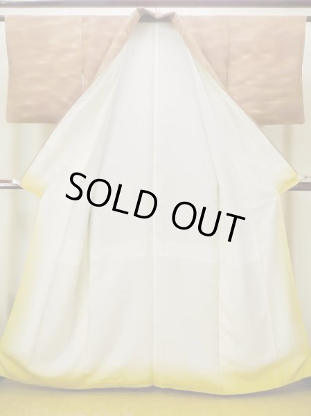 Photo2: N0130O Vintage Japanese women   Brown KOMON dyed / Silk. Gradation   (Grade C) (2)