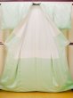 Photo2: N0130P Vintage Japanese women Pale Light Green TSUKESAGE formal / Synthetic. Haze,   (Grade C) (2)