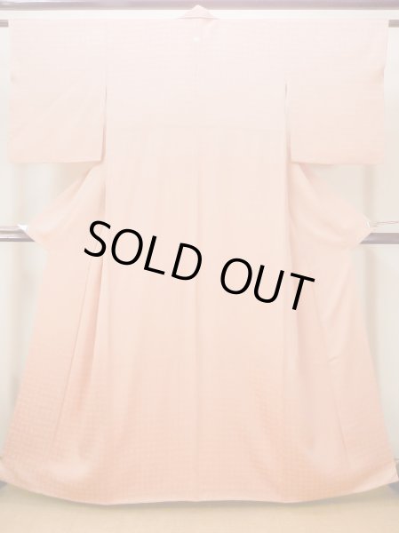 Photo1: N0130Q Vintage Japanese women Pale Grayish Coral IROMUJI plain colored / Silk.    (Grade C) (1)