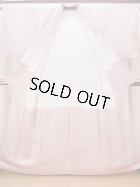 Photo3: N0130R Vintage Japanese women   Pink IROMUJI plain colored / Silk. Gradation   (Grade C) (3)