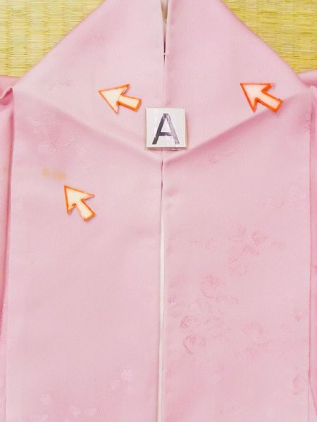 Photo12: N0130R Vintage Japanese women   Pink IROMUJI plain colored / Silk. Gradation   (Grade C) (12)