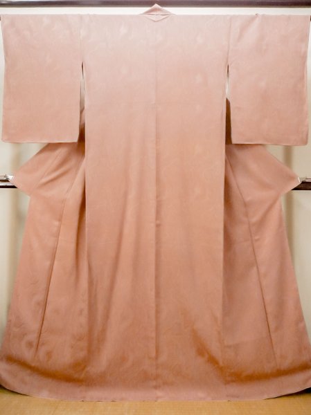 Photo1: N0130T Vintage Japanese women Pale Grayish Brown IROMUJI plain colored / Silk.    (Grade C) (1)