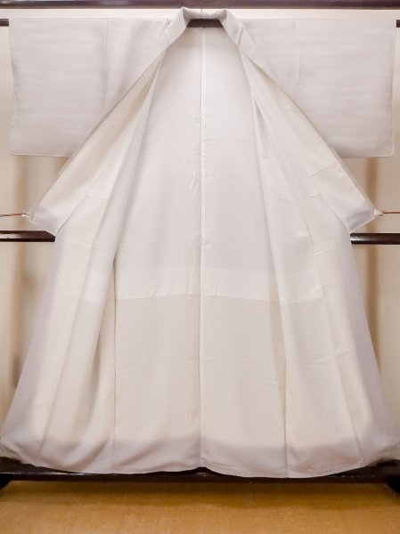 Photo2: N0130U Used Japanese women Pale Grayish Wisteria KOMON dyed / Synthetic. Gradation   (Grade C) (2)