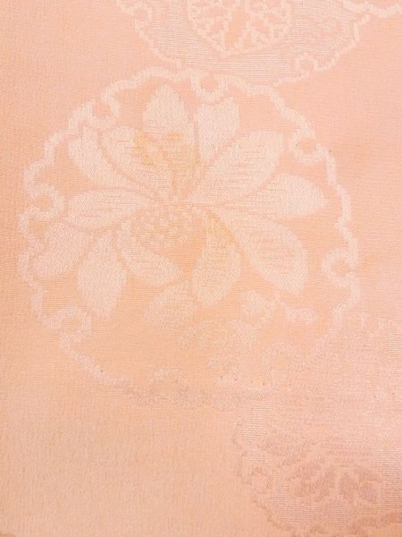 Photo6: N0131C Antique Japanese women Pale  Pink Kids / Silk. TACHIBANA orange, Nagajuban for Kids. It is padded with cotton at hem.  (Grade C) (6)