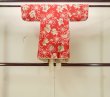 Photo2: N0131D Antique Japanese women   Red Kids / Silk. Kids, Sleeve lining is synthetic It il padded. With cotton.  (Grade C) (2)