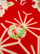 Photo8: N0131D Antique Japanese women   Red Kids / Silk. Kids, Sleeve lining is synthetic It il padded. With cotton.  (Grade C) (8)