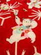 Photo10: N0131D Antique Japanese women   Red Kids / Silk. Kids, Sleeve lining is synthetic It il padded. With cotton.  (Grade C) (10)