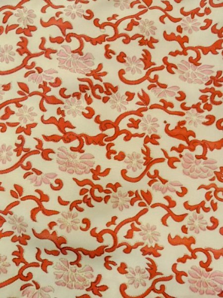 Photo4: N0209A Antique Japanese women   Ivory Kids / Silk. SAKURA cherry blossom, It is padded.  (Grade C) (4)