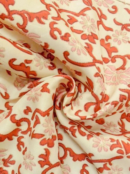 Photo12: N0209A Antique Japanese women   Ivory Kids / Silk. SAKURA cherry blossom, It is padded.  (Grade C) (12)