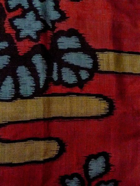 Photo6: N0209C Antique Japanese women  Dark Dark Red HAORI short jacket / Silk. KIRI paulownia,   (Grade D) (6)