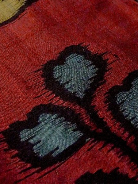 Photo8: N0209C Antique Japanese women  Dark Dark Red HAORI short jacket / Silk. KIRI paulownia,   (Grade D) (8)