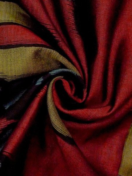 Photo9: N0209C Antique Japanese women  Dark Dark Red HAORI short jacket / Silk. KIRI paulownia,   (Grade D) (9)