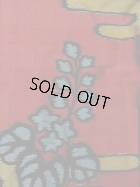 Photo3: N0209D Antique Japanese women  Dark Dark Red HAORI short jacket / Silk. KIRI paulownia,   (Grade D) (3)