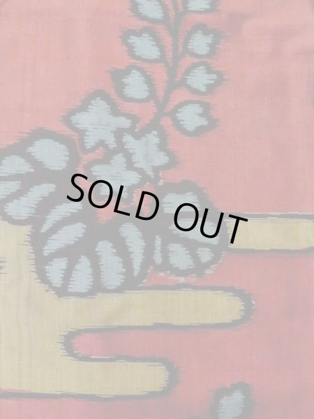 Photo4: N0209D Antique Japanese women  Dark Dark Red HAORI short jacket / Silk. KIRI paulownia,   (Grade D) (4)