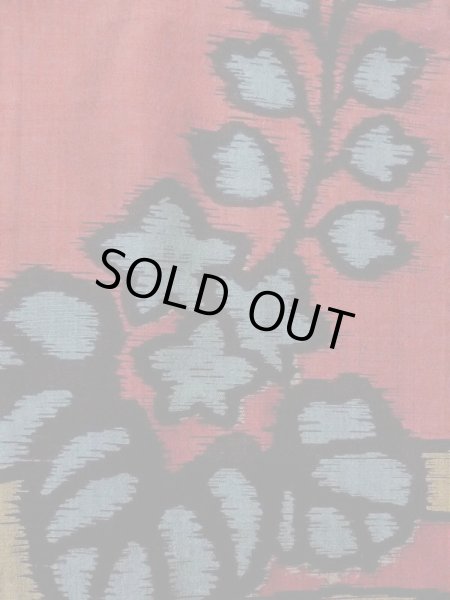 Photo5: N0209D Antique Japanese women  Dark Dark Red HAORI short jacket / Silk. KIRI paulownia,   (Grade D) (5)